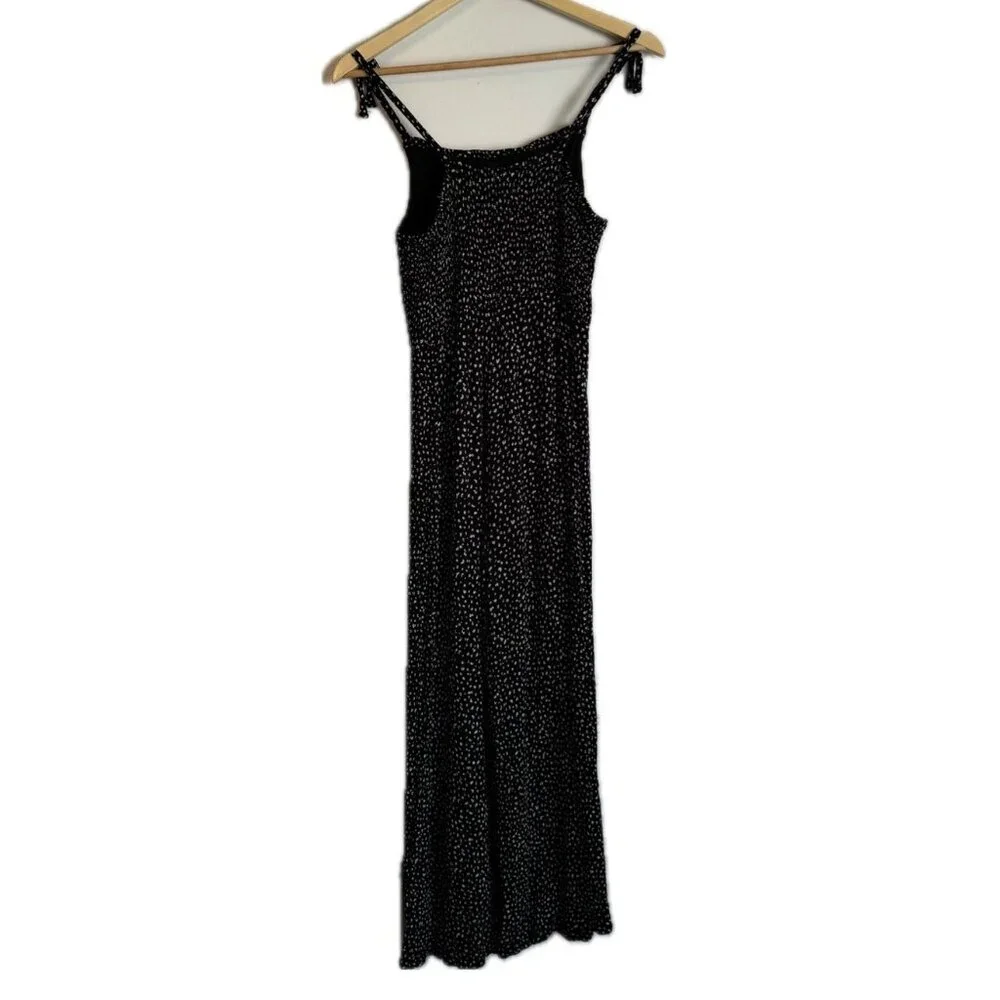 Old Navy Girls Smocked Jumpsuit Size XXL Black Sleeveless Wide Leg Bow Shoulders